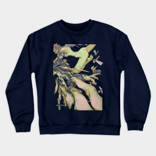 A flying broken android in a pack of drones Crewneck Sweatshirt